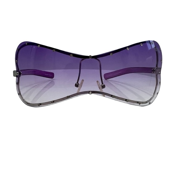 LANCASTER ITALY POLARIZED FULL RIM PURPLE BUTTERFLY SUNGLASSES W .28ct DIAMONDS - Picture 10 of 11